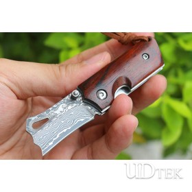 Little dolphin Damascus steel folding knife micro dalbergia+steel handle UD2106531 